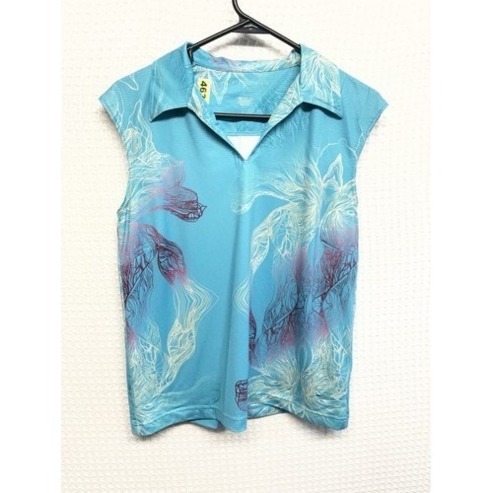 Nike Fit-Dry Blue Sleeveless Collared Golf Tank Top Women M Cambodia